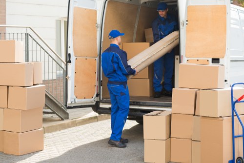 Packing boxes and household items prepared for a Kentish Town move