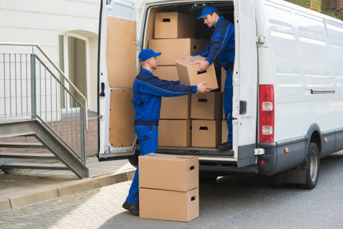 Office removals planning in Kentish Town with desks and boxes
