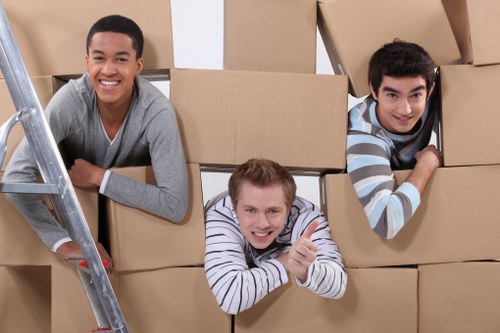 Office desks, boxes, and equipment arranged for a smooth commercial move